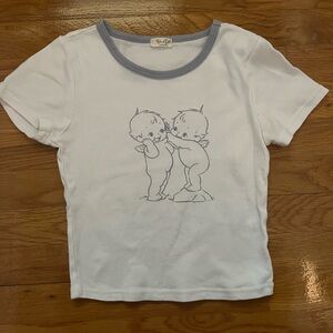John Galt/Brandy Melville blue and white cherub angel baby tee